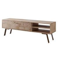Lowboard "Sikar", aus Mango, braun/gold - Goldfarben/Braun, Design, Holz/Metall (145/47/35cm) - MID.YOU