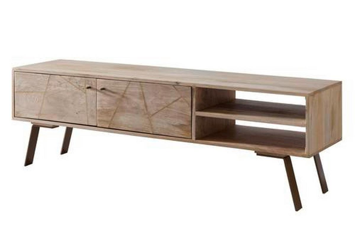 Lowboard "Sikar", aus Mango, braun/gold - Goldfarben/Braun, Design, Holz/Metall (145/47/35cm) - MID.YOU