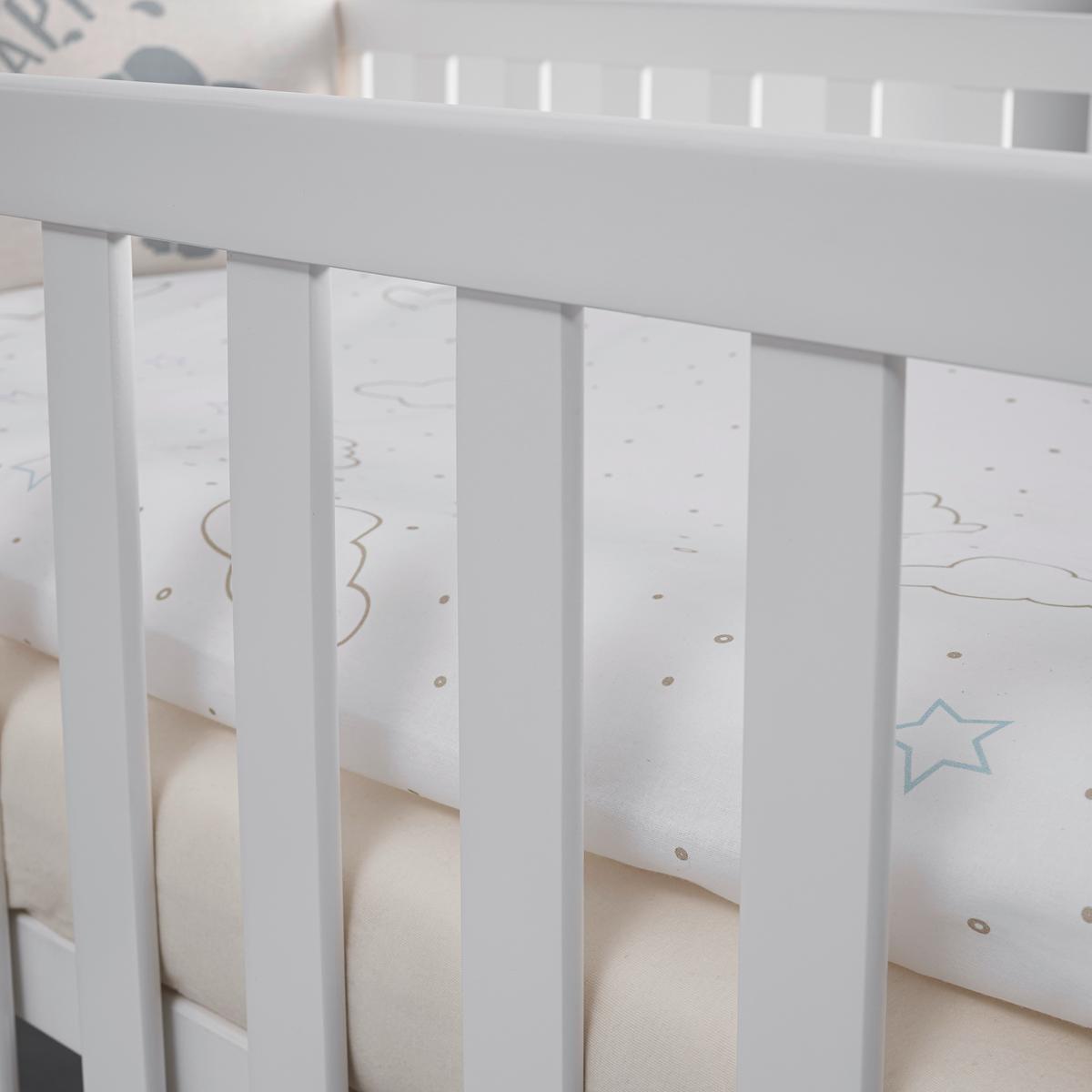 Gitterbett Lou Weiß ca. 70x140cm massivholz - Weiß/Kieferfarben, MODERN, Holz (144/75cm) - Bessagi Kids