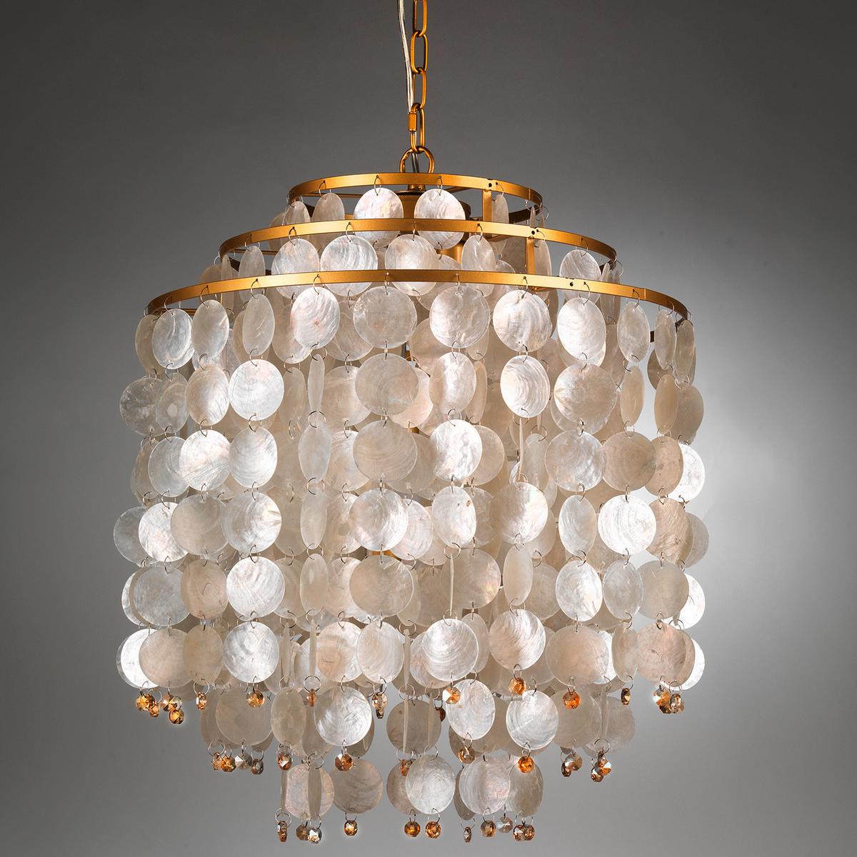 Pendelleuchte Goldfarben max. 22 Watt - Perlmutt/Goldfarben, Basics, Naturmaterialien/Metall (45/45/110cm)