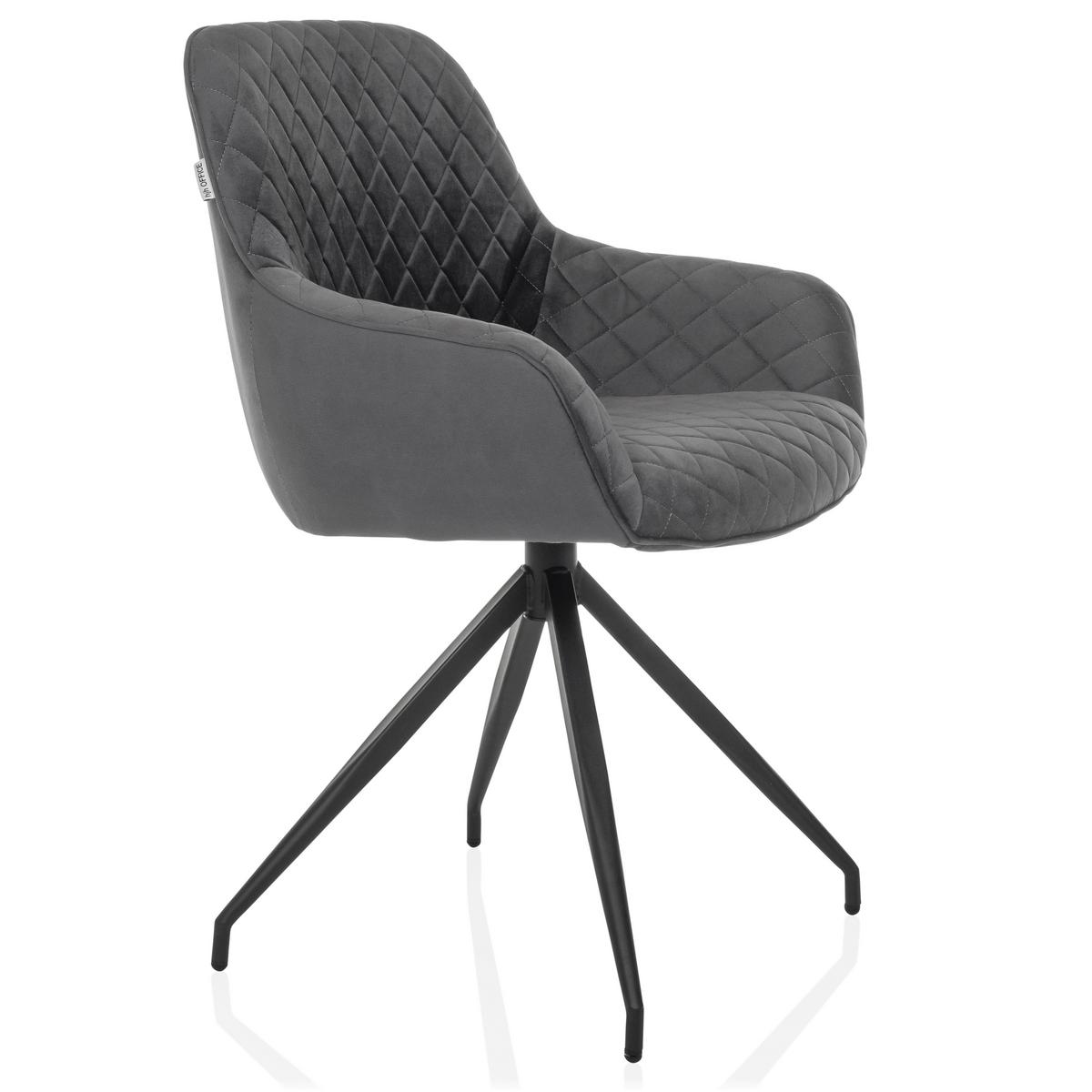 Naslanjač Elverum, Siva - siva/črna, Moderno, kovina/tekstil (58/87/57cm) - MID.YOU