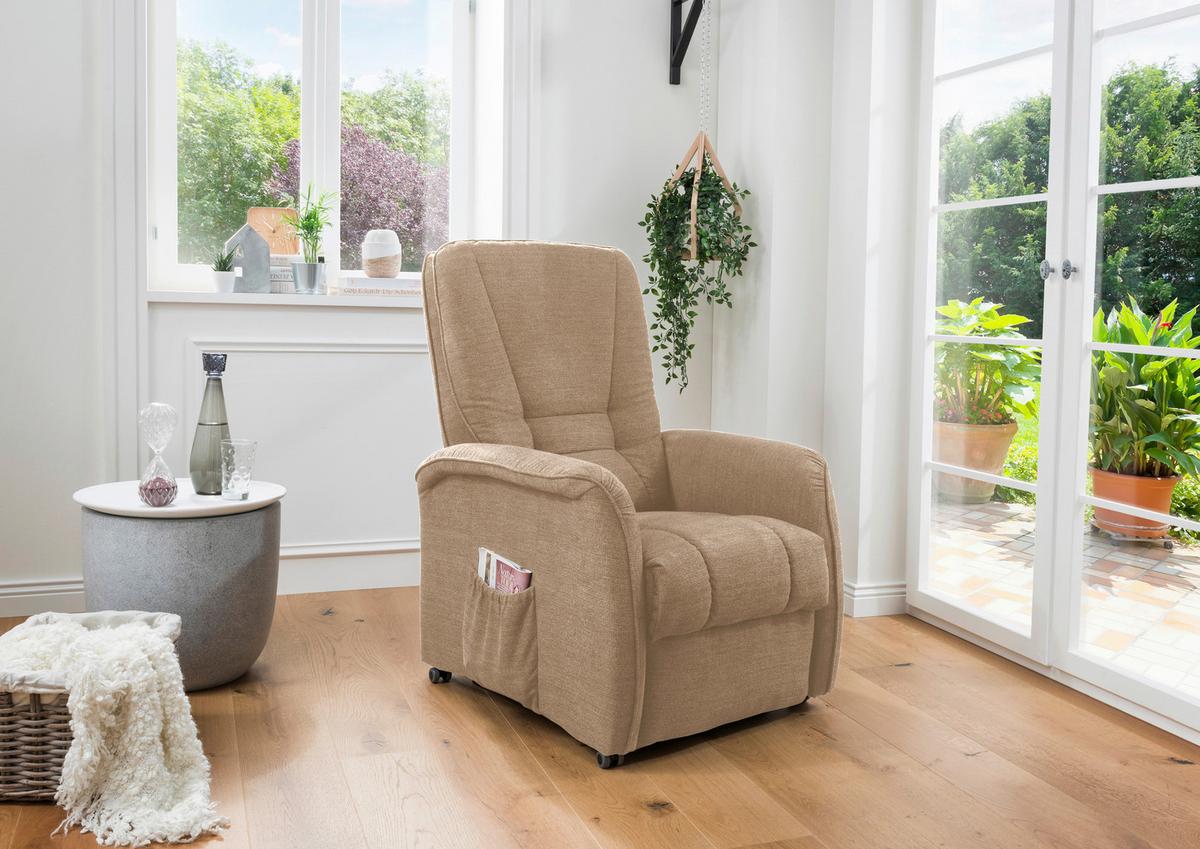 Relaxsessel Harry Hellbraun Nylon/Struktur - Hellbraun/Dunkelgrün, Design, Kunststoff/Textil (77/107/88cm) - Livetastic