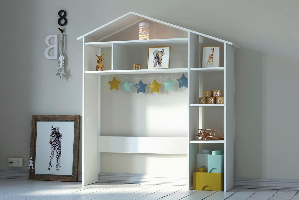 Überbauregal in Hausform Weiß - Weiß, Design, Holz/Holzwerkstoff (148/155/31cm) - Livetastic
