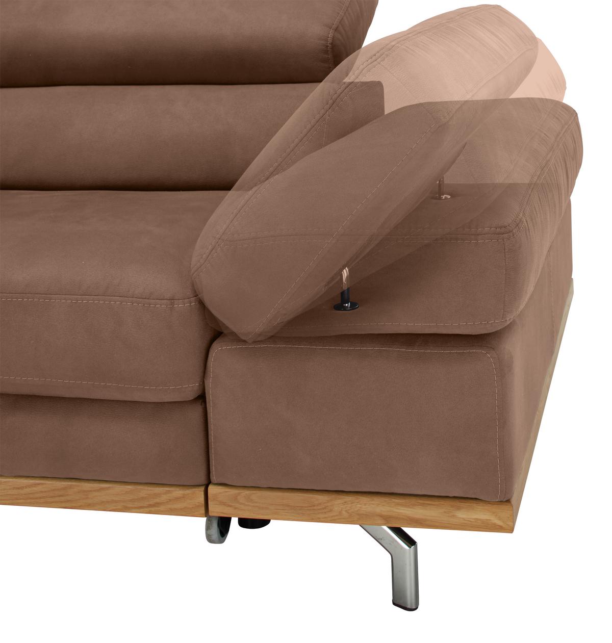 Wohnlandschaft Carmen Braun Mit Bettfunktion - Chromfarben/Braun, Konventionell, Holz/Textil (226/93/292cm) - Based