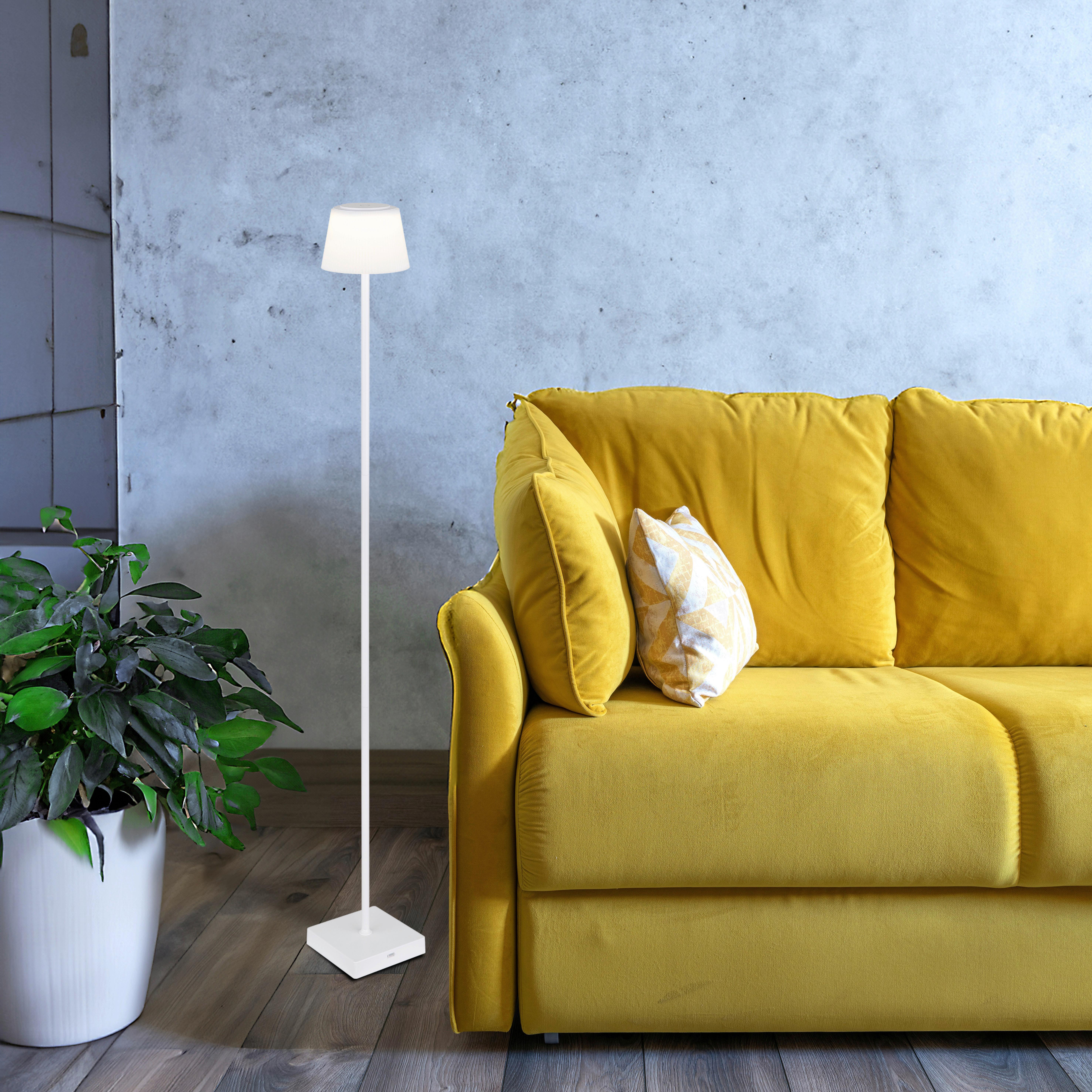AKKU-STEHLEUCHTE 58434SW - Weiss, Design, Kunststoff/Metall (14/14/120cm) - Globo