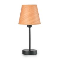 Tischleuchte Asia Schwarz/Eiche max. 6 Watt - Eichefarben/Schwarz, KONVENTIONELL, Textil/Metall (15/32cm)