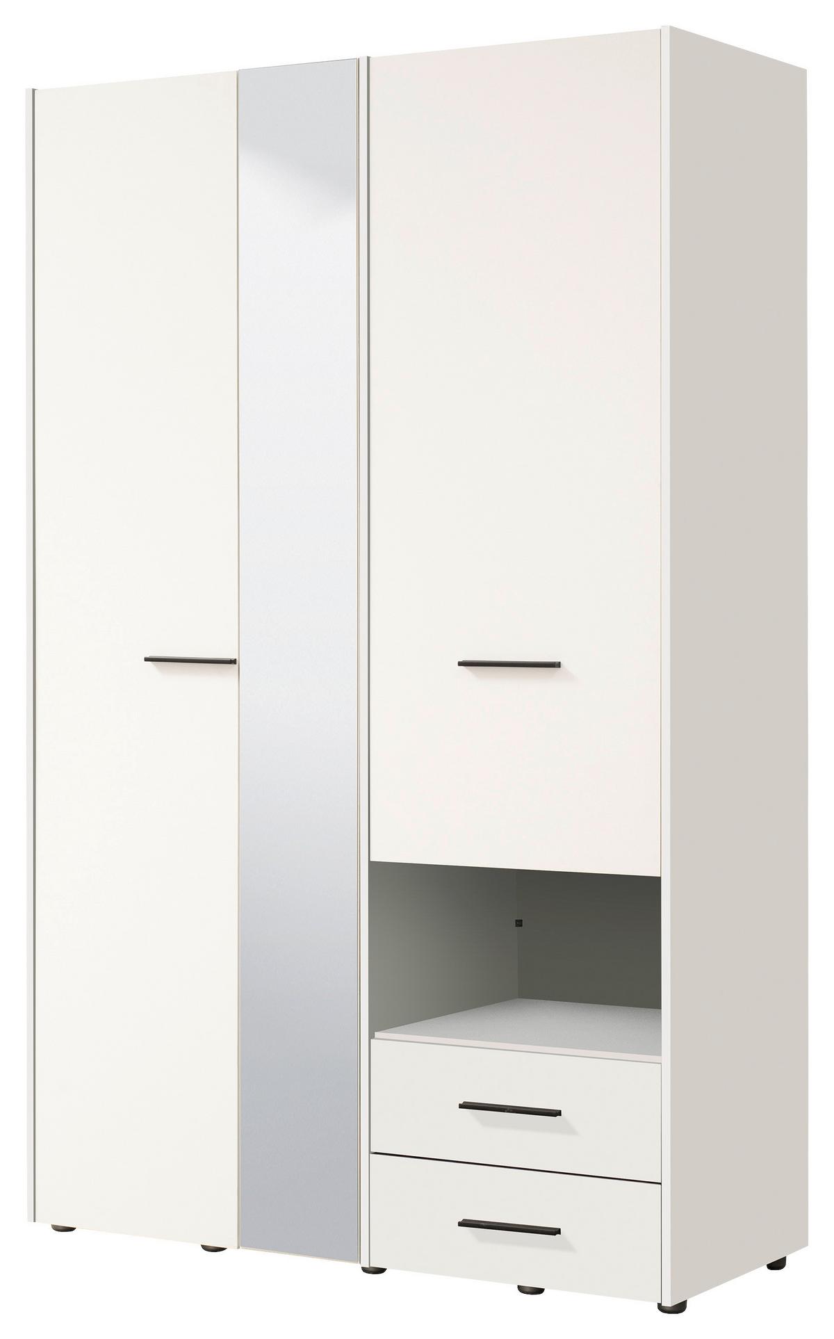 Kleiderschrank in Weiß - Schwarz/Weiß, KONVENTIONELL, Holzwerkstoff/Kunststoff (127,5/205,5/54cm) - Mömax