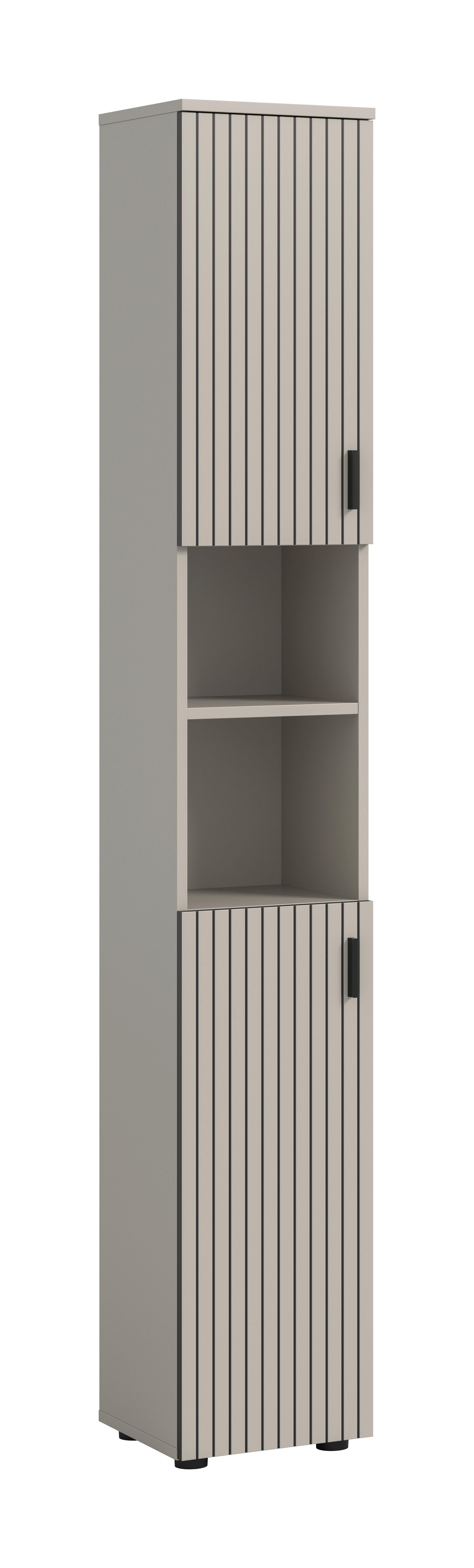 Hochschrank Mone Kaschmir - Kaschmir/Schwarz, Trend, Holzwerkstoff/Kunststoff (30/192/30cm) - MID.YOU