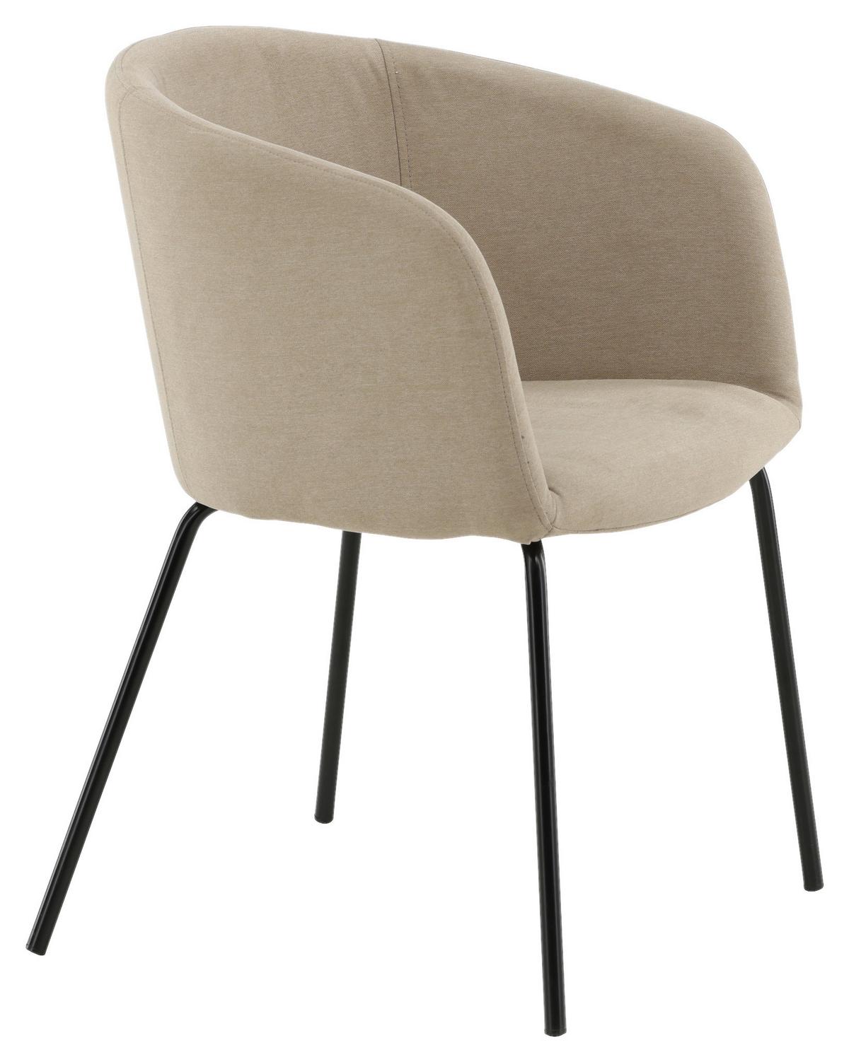 Stuhl Berit ca. 55x78x55 cm Beige - Beige/Schwarz, Design, Holz/Kunststoff (55/78/55cm) - Livetastic