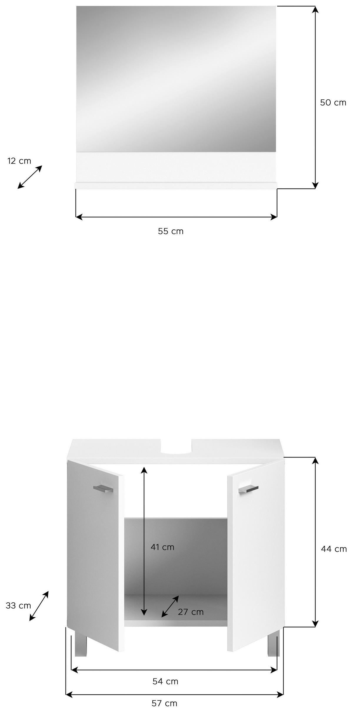 Kopalnica Boston, Bela - srebrne barve/bela, Moderno, umetna masa/steklo (57cm) - MID.YOU