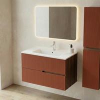 Bază pentru lavoar Eva - teracotă/nucă, Modern, material pe bază de lemn (100/51/46cm)