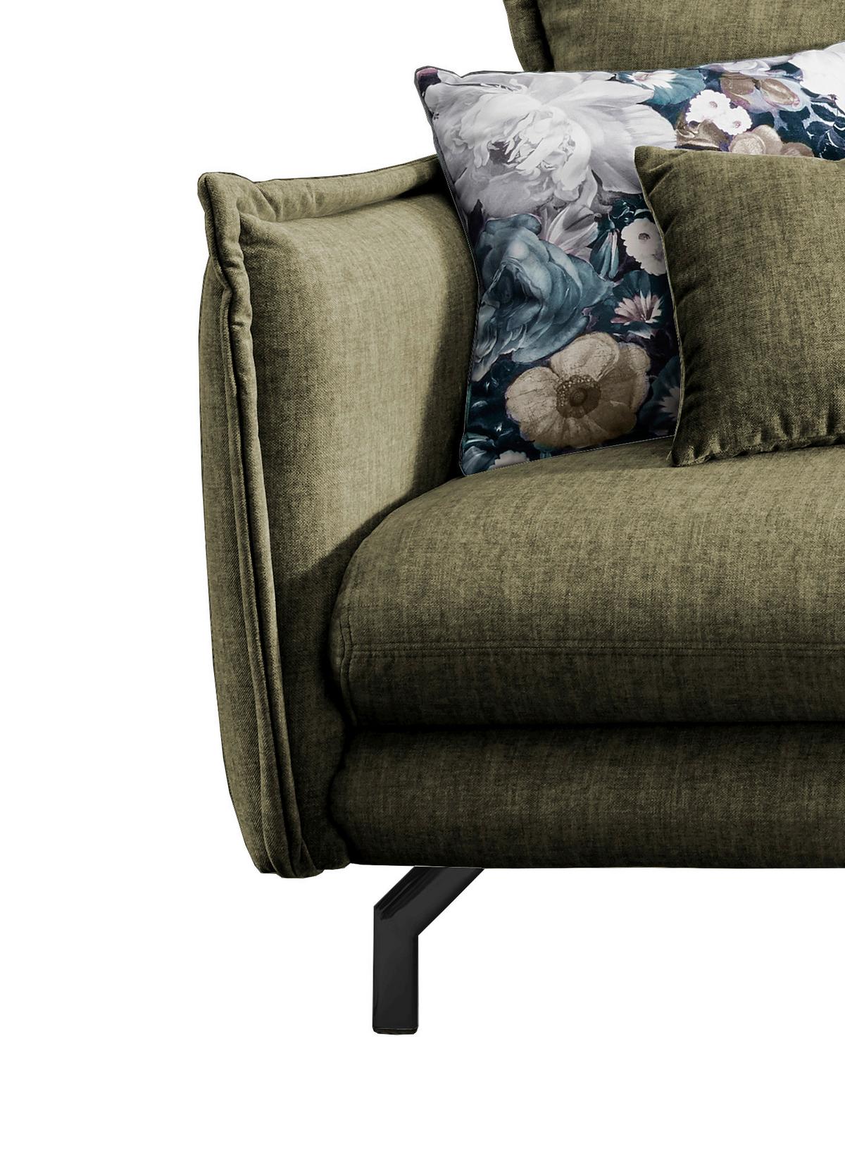 Wohnlandschaft Lava Grün Velours - Türkis/Schwarz, MODERN, Textil/Metall (255/180cm) - Livetastic