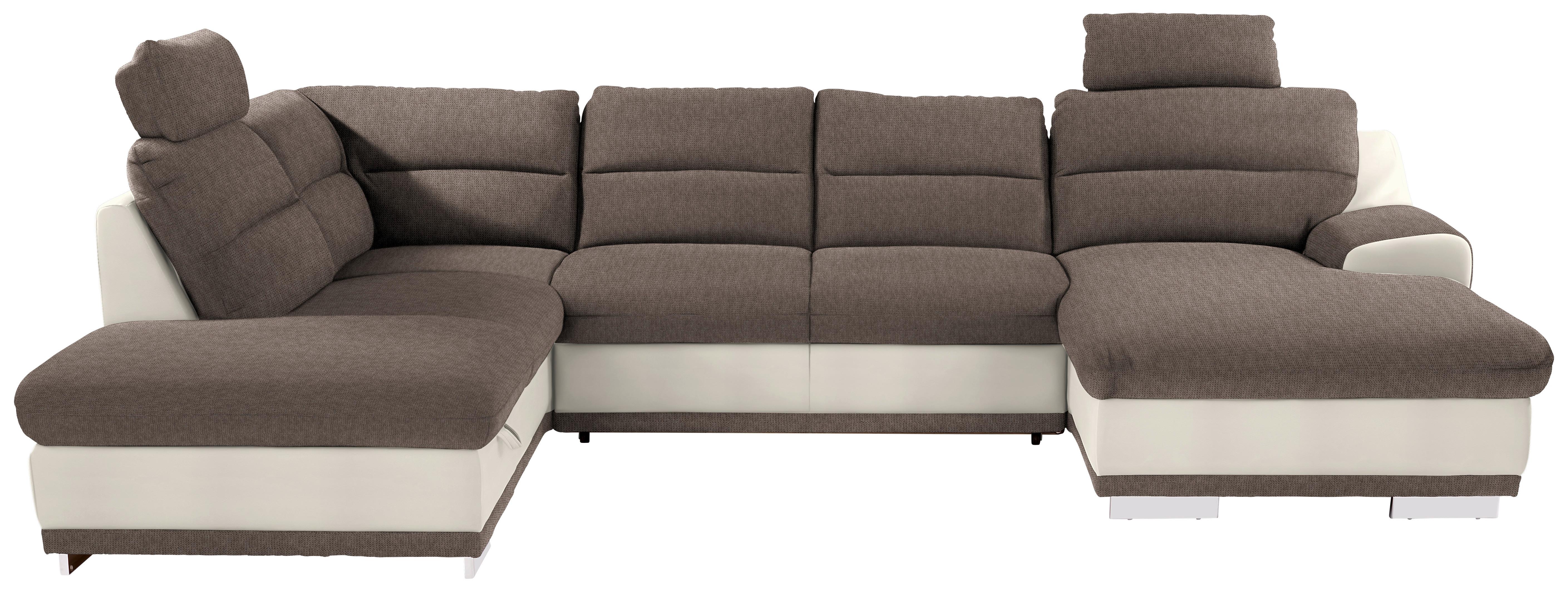 Sedežna Garnitura Seaside, Z Ležiščem, Predalom, Oblika U - barve kroma/rjavosiva, Konvencionalno, kovina/tekstil (218/334/165cm) - Premium Living