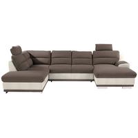 Sedežna Garnitura Seaside, Z Ležiščem, Predalom, Oblika U - barve kroma/rjavosiva, Konvencionalno, kovina/tekstil (218/334/165cm) - Premium Living