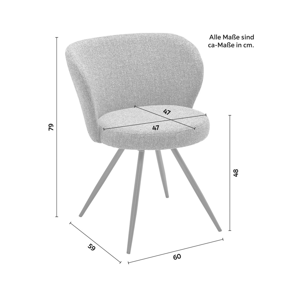 KRZESŁO CARLINA - jasnoszary/czarny, Modern, metal/drewno (60/79/59cm) - Bessagi Home