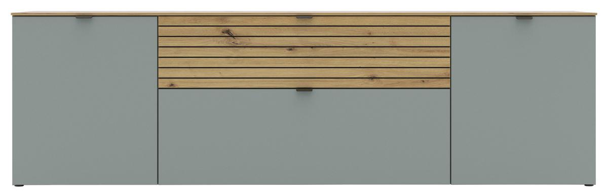 KOMODA NISKA DIANA - zielony/czarny, Modern, materiał drewnopochodny/metal (181/54/41cm) - Voleo