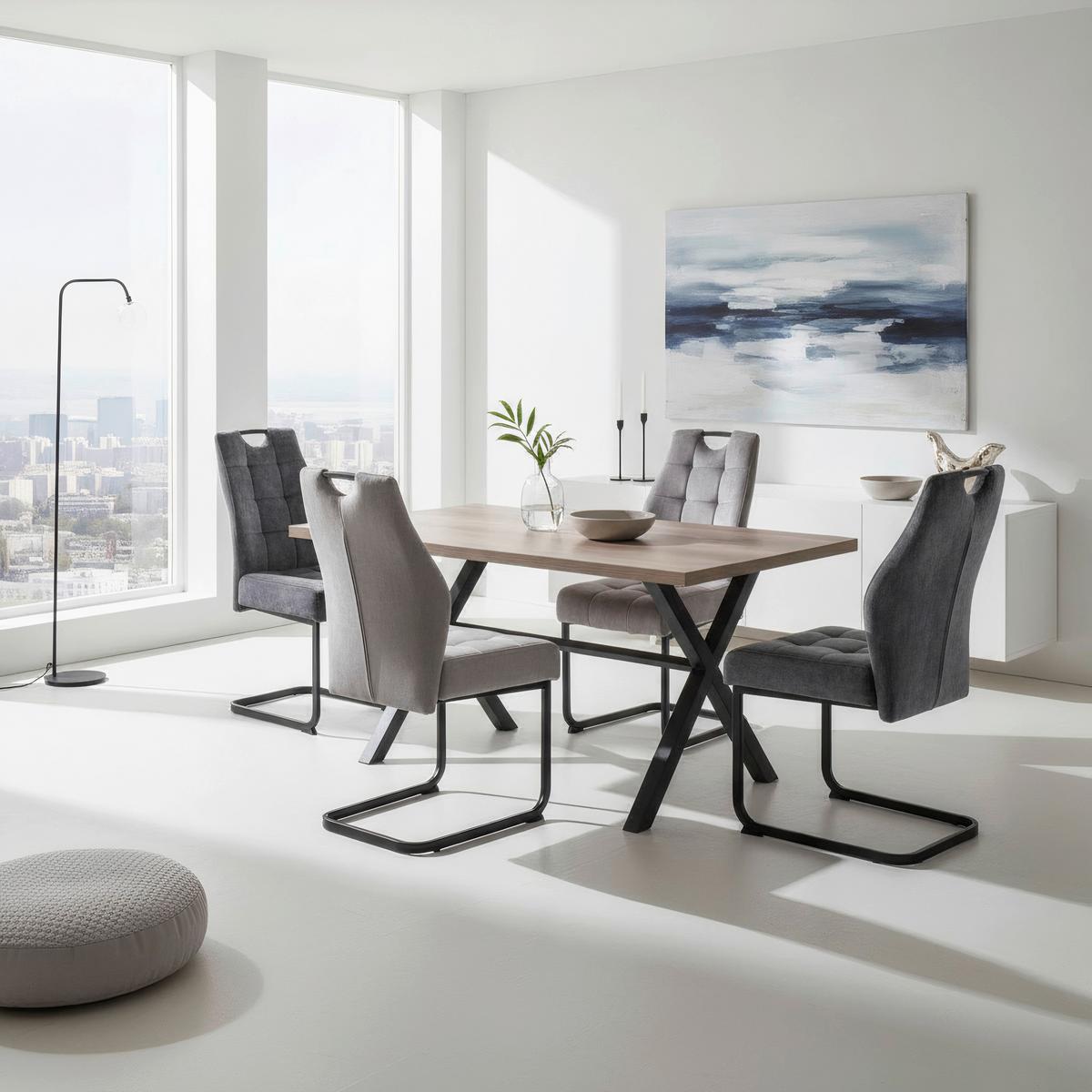 Stolica Emilia - crna/antracit, Konvencionalno, metal/tekstil (43/95/61cm) - Premium Living