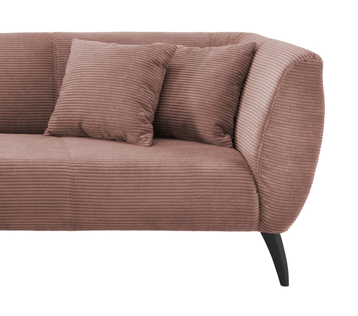 Wohnlandschaft Colori Rosa Cord - Schwarz/Rosa, MODERN, Holz/Textil (160/264cm) - MID.YOU
