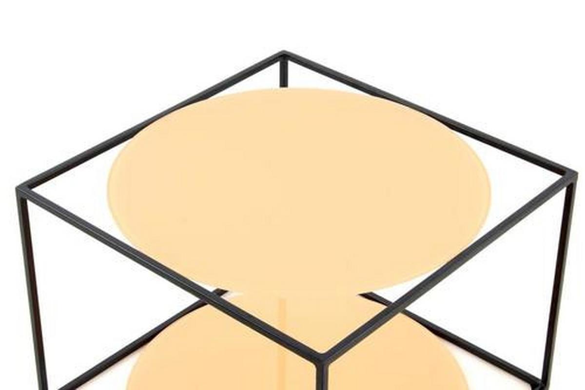 BEISTELLTISCH 3N5XM - Schwarz/Orange, Basics, Glas/Metall (50/50/36cm) - Kayoom