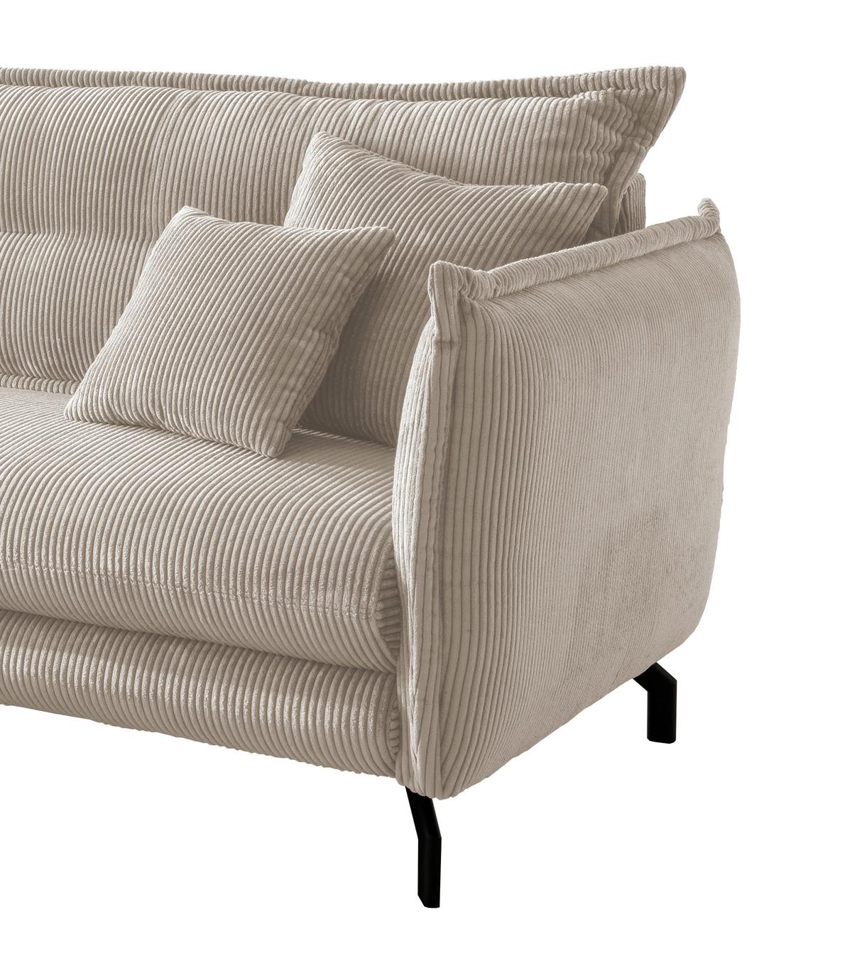 Wohnlandschaft Lava Beige Cord - Beige/Schwarz, MODERN, Textil/Metall (180/255cm) - Livetastic