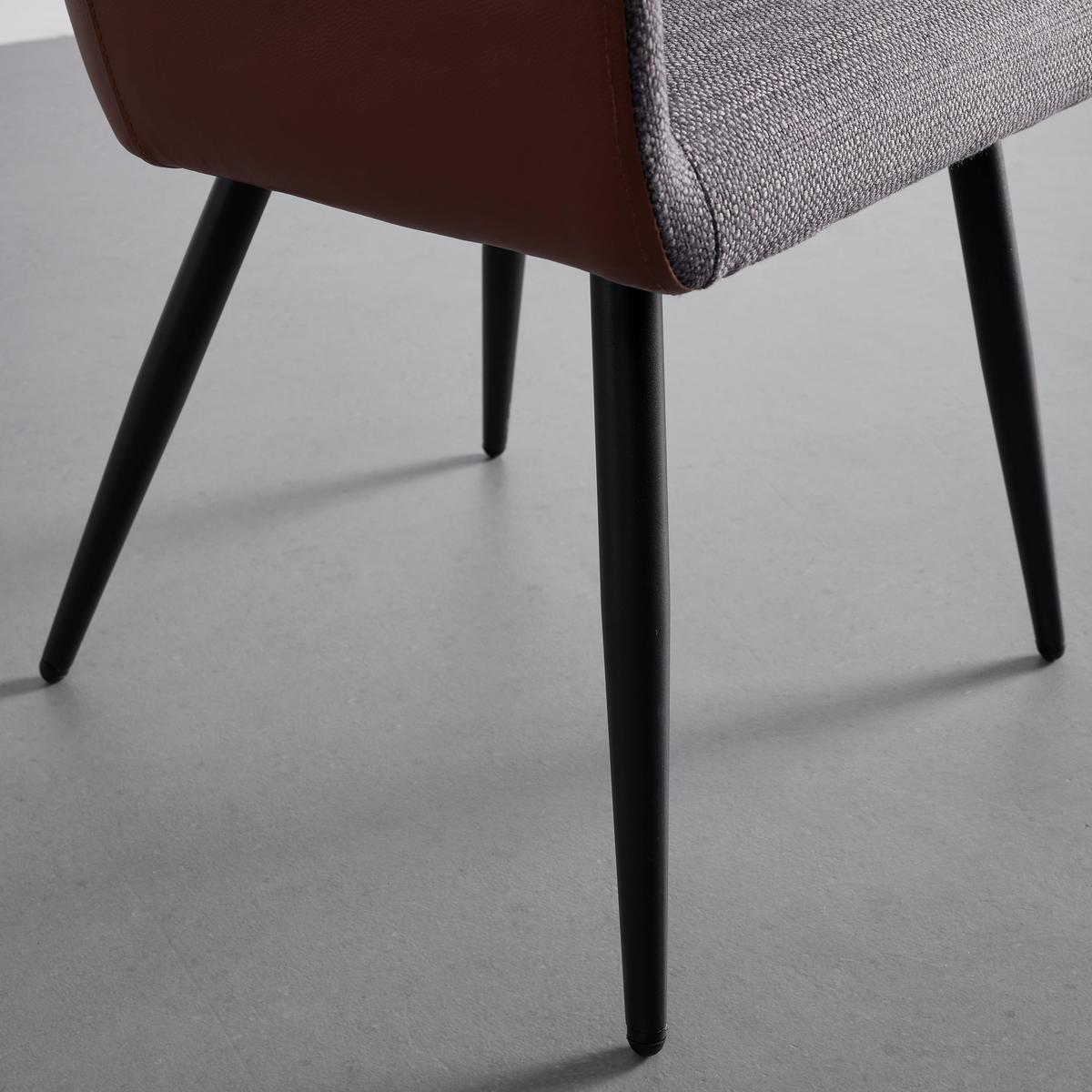 KRZESŁO Z PODŁOKIETNIKAMI BIANCO - ciemnoszary/czarny, Modern, skóra/metal (55,5/75,5/58cm) - Bessagi Home