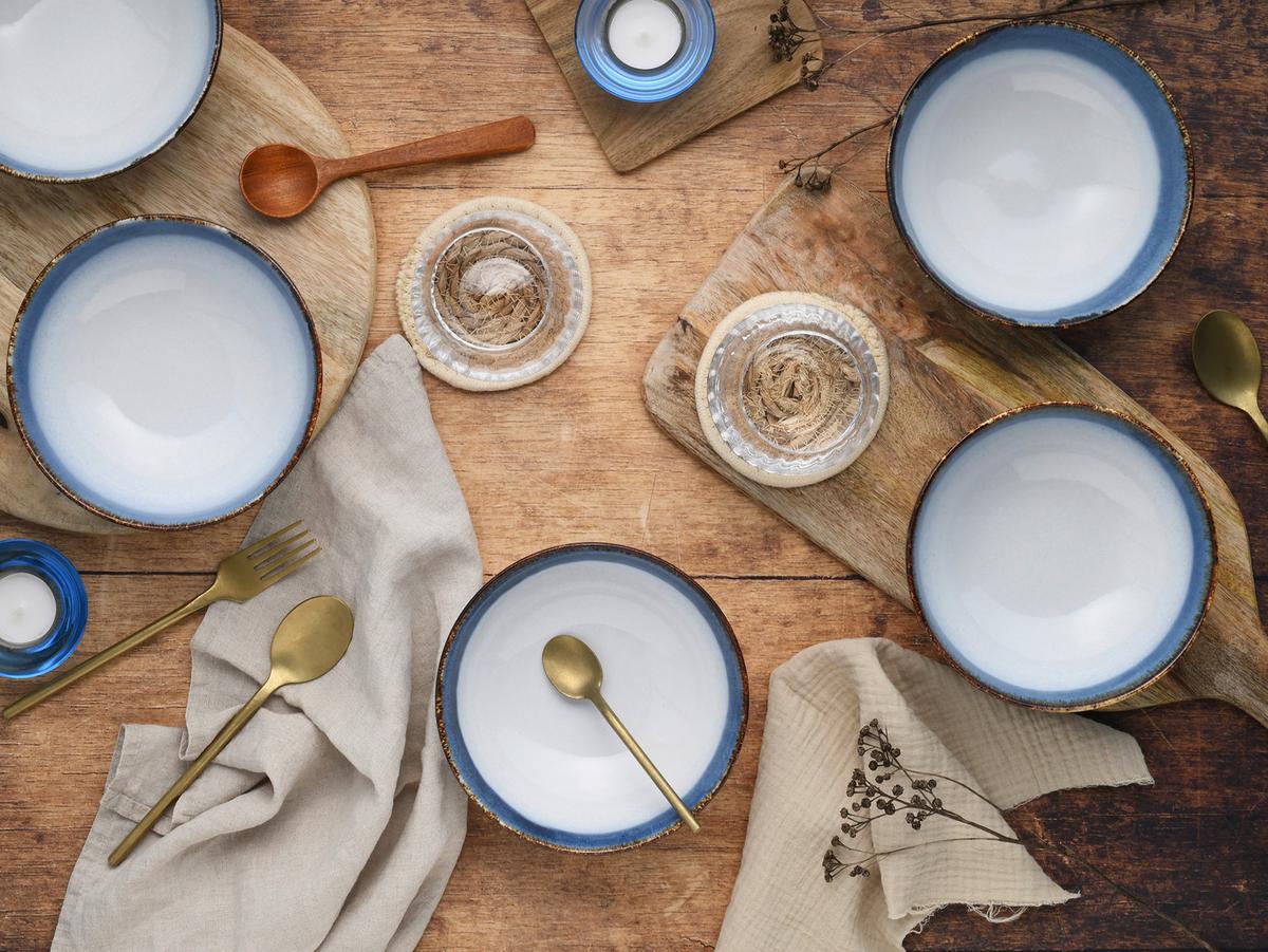 Set Posod Cascade Blue, 6-Delni - modra/bela, Design, keramika (16,5cm) - Creatable