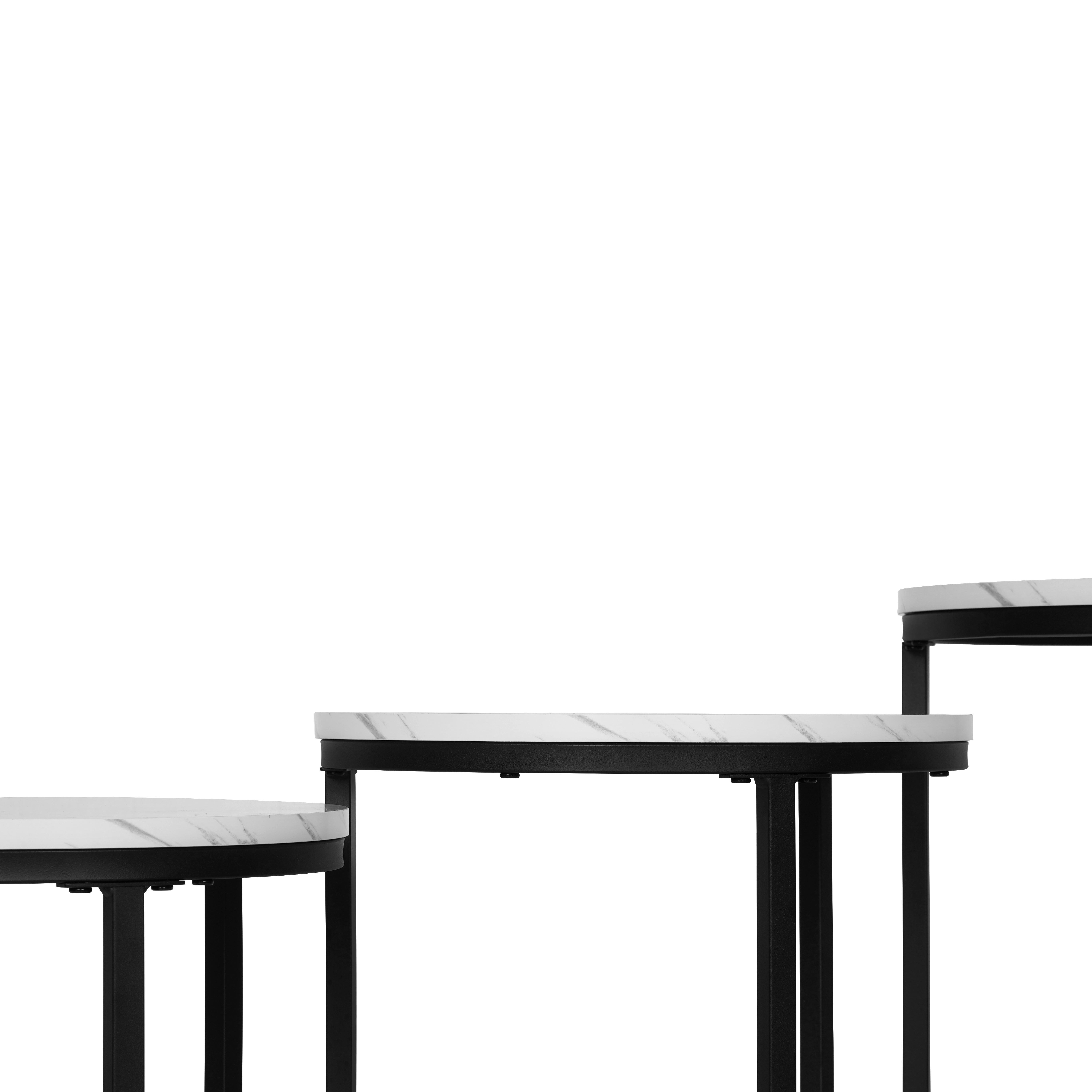Set masuțe 3/1 BIANCA - alb/negru, Modern, metal/material pe bază de lemn (38/38-43-51/38cm) - Modern Living