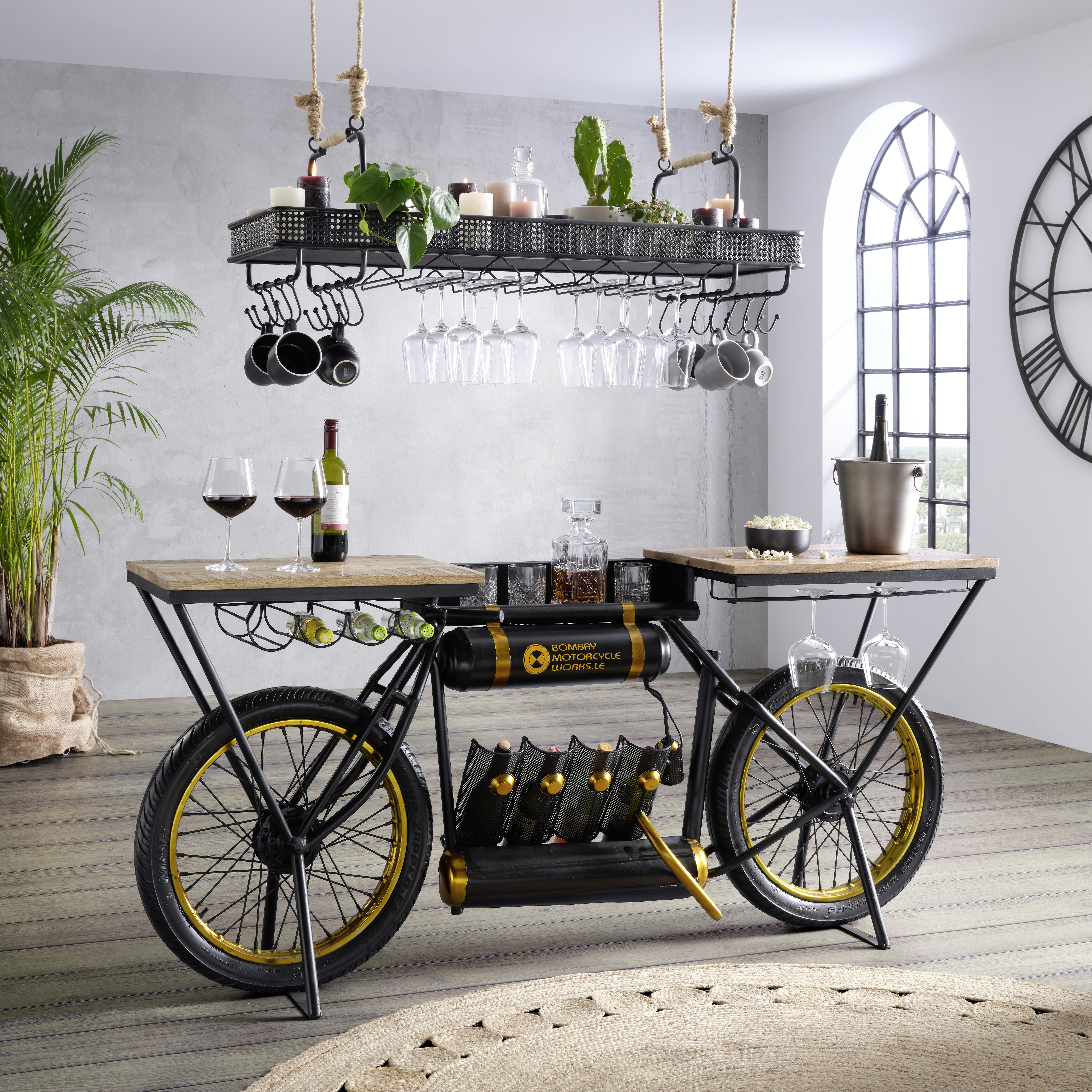 Hängeelement aus Metall - Schwarz/Naturfarben, LIFESTYLE, Holz/Holzwerkstoff (120/35/41cm) - Premium Living