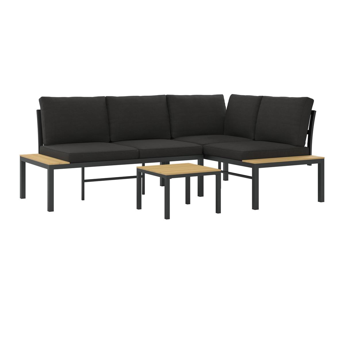 KOMPLET MEBLI TARASOWYCH ARIANNA - czarny, Modern, tworzywo sztuczne/metal (146/76/75cm) - Bessagi Garden