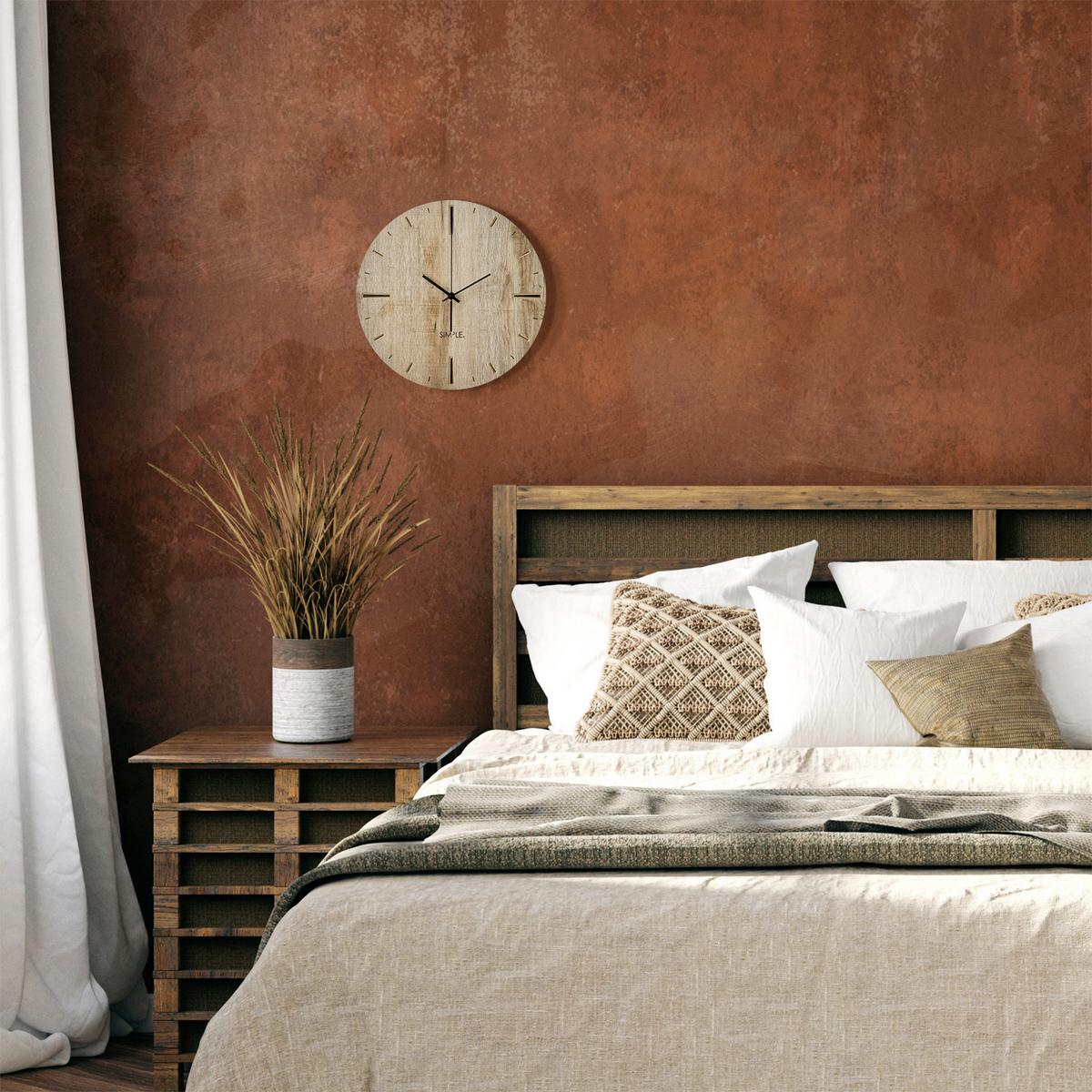 Wanduhr Schwarz/Eichefarben Ø ca. 36cm - Eichefarben/Schwarz, Basics, Holz/Kunststoff (36/37/5cm)