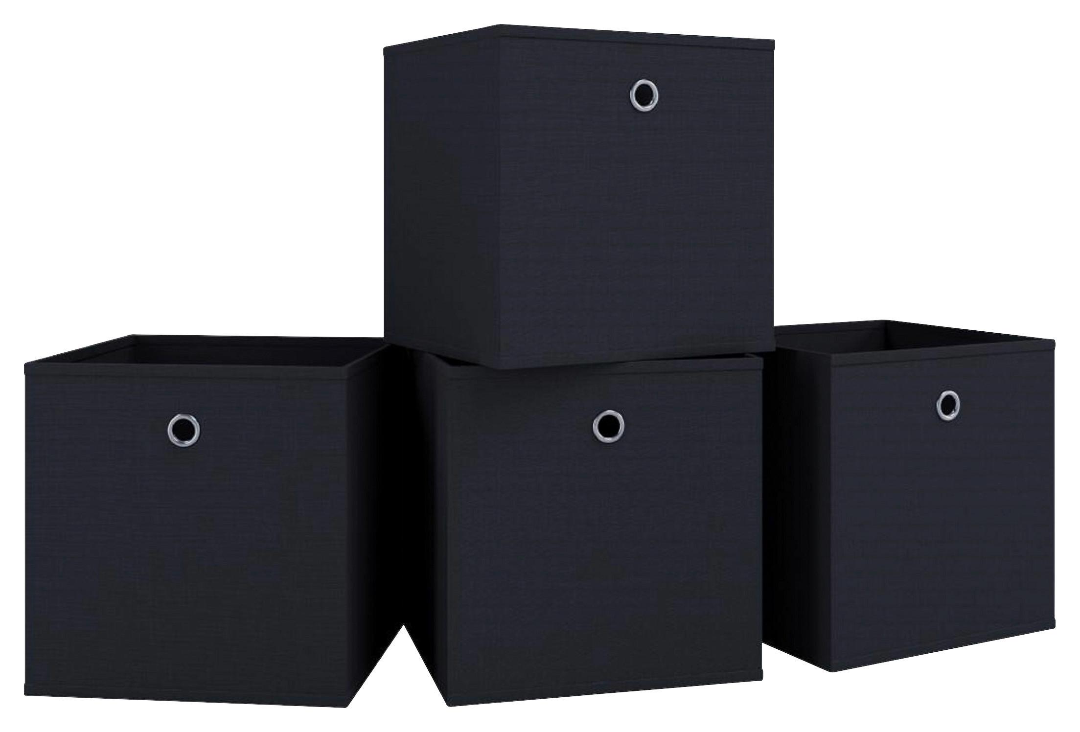 FALTBOX 4ER-BOXAS - Schwarz, Basics, Kunststoff (27/28/27cm) - MID.YOU