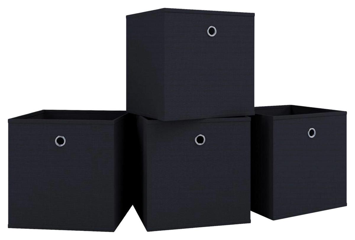 FALTBOX 4ER-BOXAS - Schwarz, Basics, Kunststoff (27/28/27cm) - MID.YOU