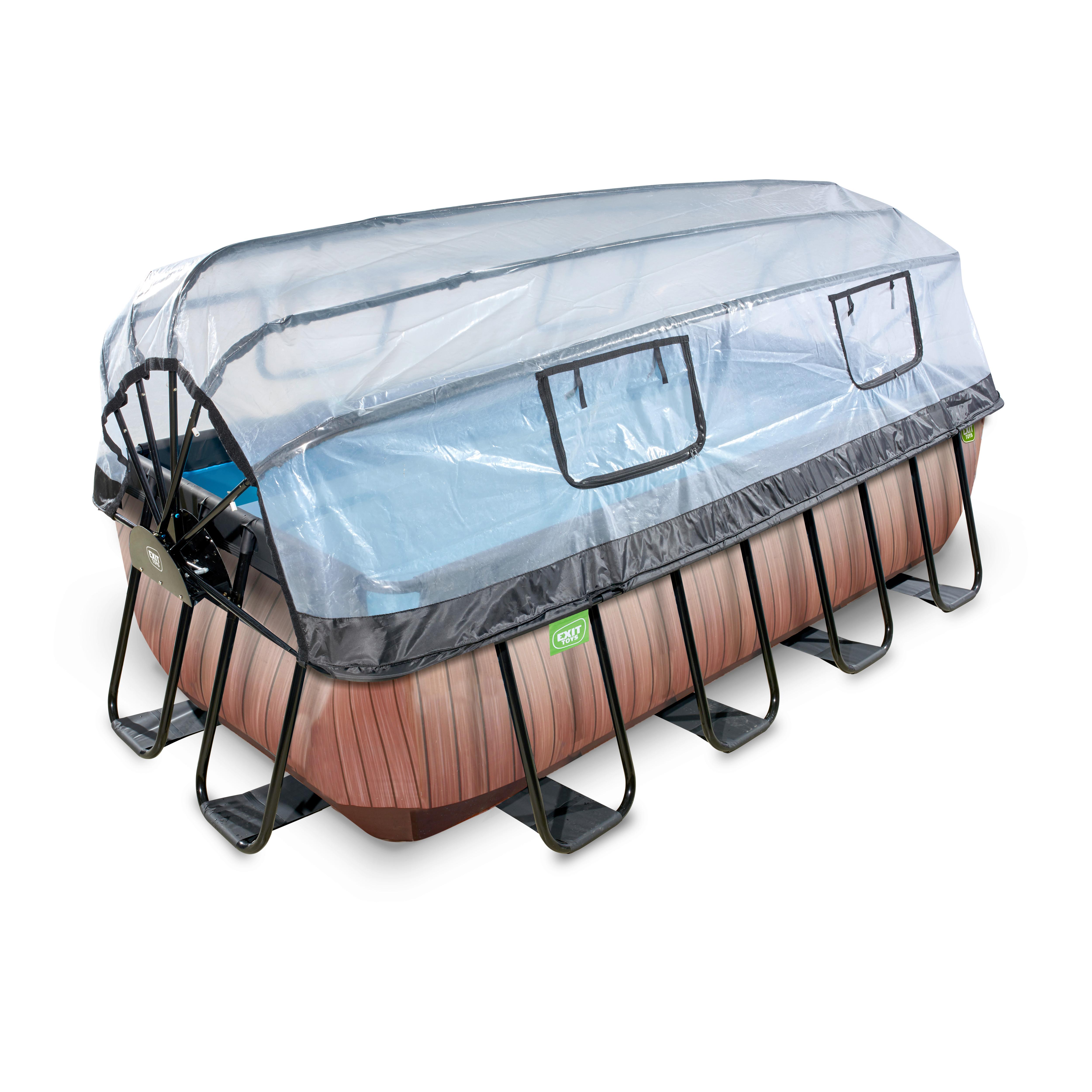 Bazen Exit Wood Pool, Črpalka S Peščenim Filtrom, 400x200cm - rjava, Konvencionalno, umetna masa (400/200/100cm) - EXIT Toys