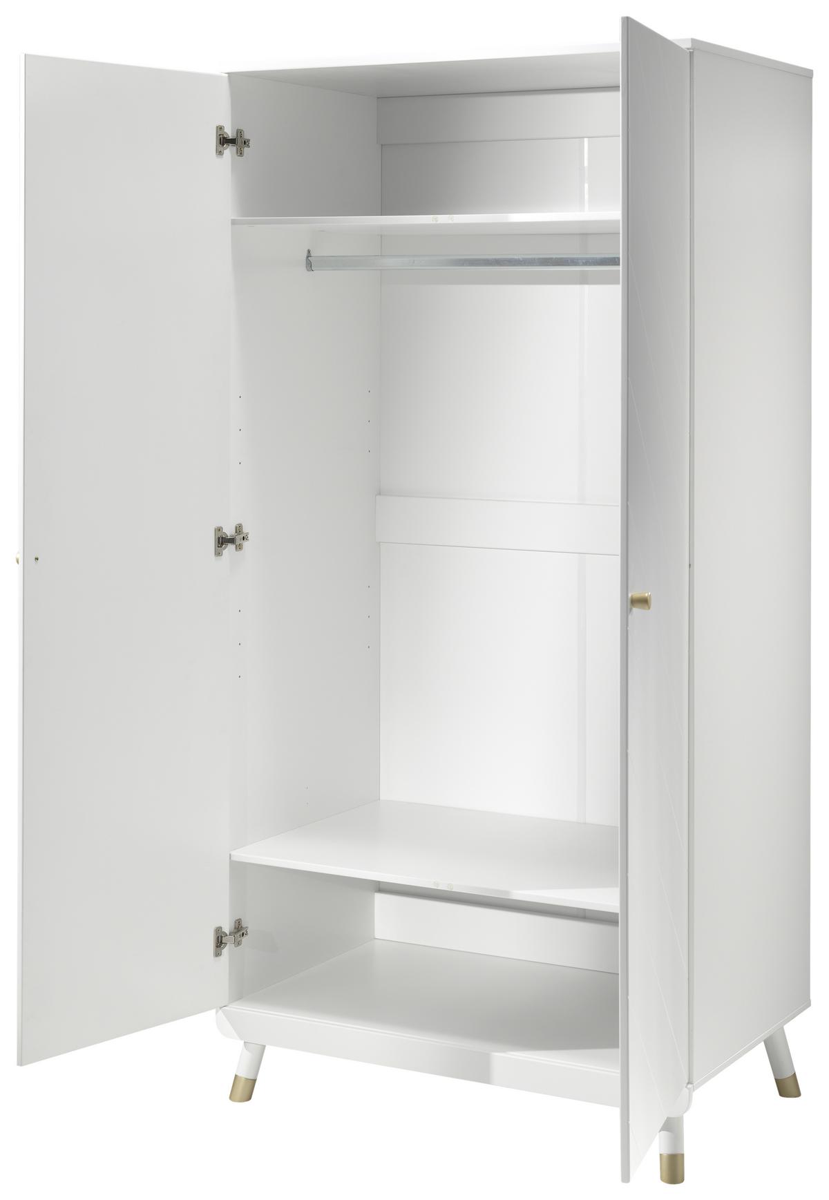 Drehtürenschrank Billy ca. 100x200 cm Weiß - Goldfarben/Weiß, MODERN, Holzwerkstoff/Kunststoff (100/200/59cm) - MID.YOU