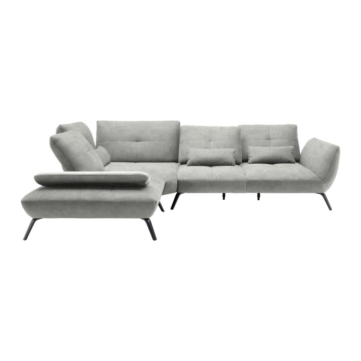 Wohnlandschaft Trendy Silberfarben - Silberfarben/Schwarz, MODERN, Holzwerkstoff/Textil (250/93/310cm) - Premium Living