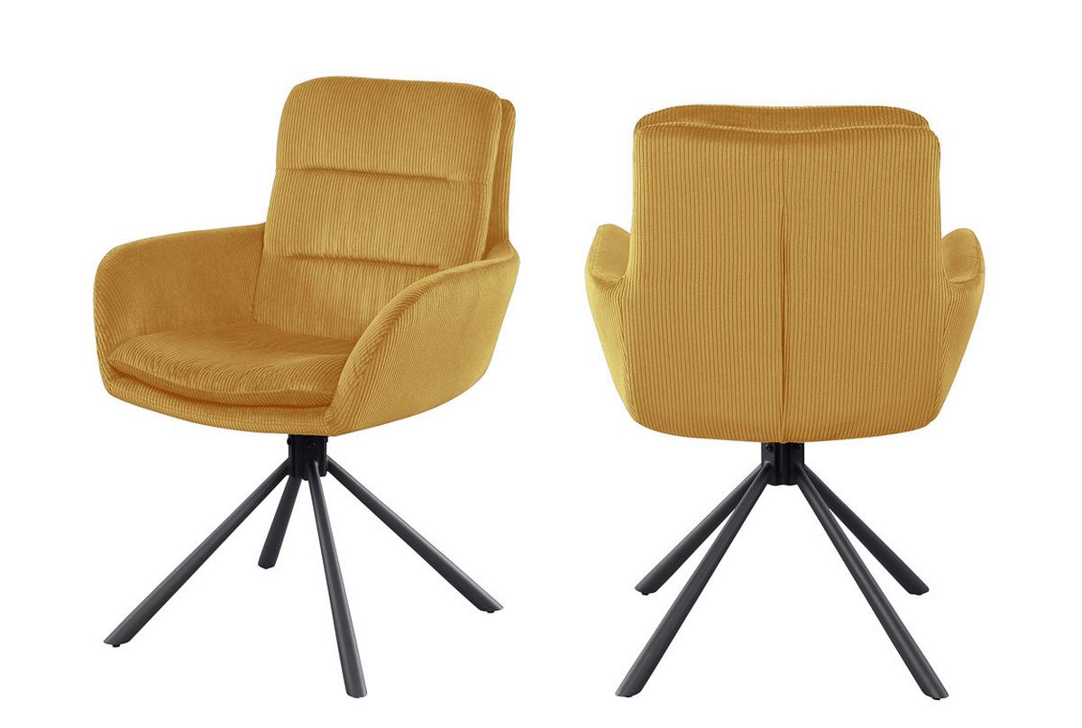 Naslanjač Cord, Zlata, Vrtljiv - zlate barve/črna, Moderno, kovina/tekstil (60/89/64cm) - Livetastic