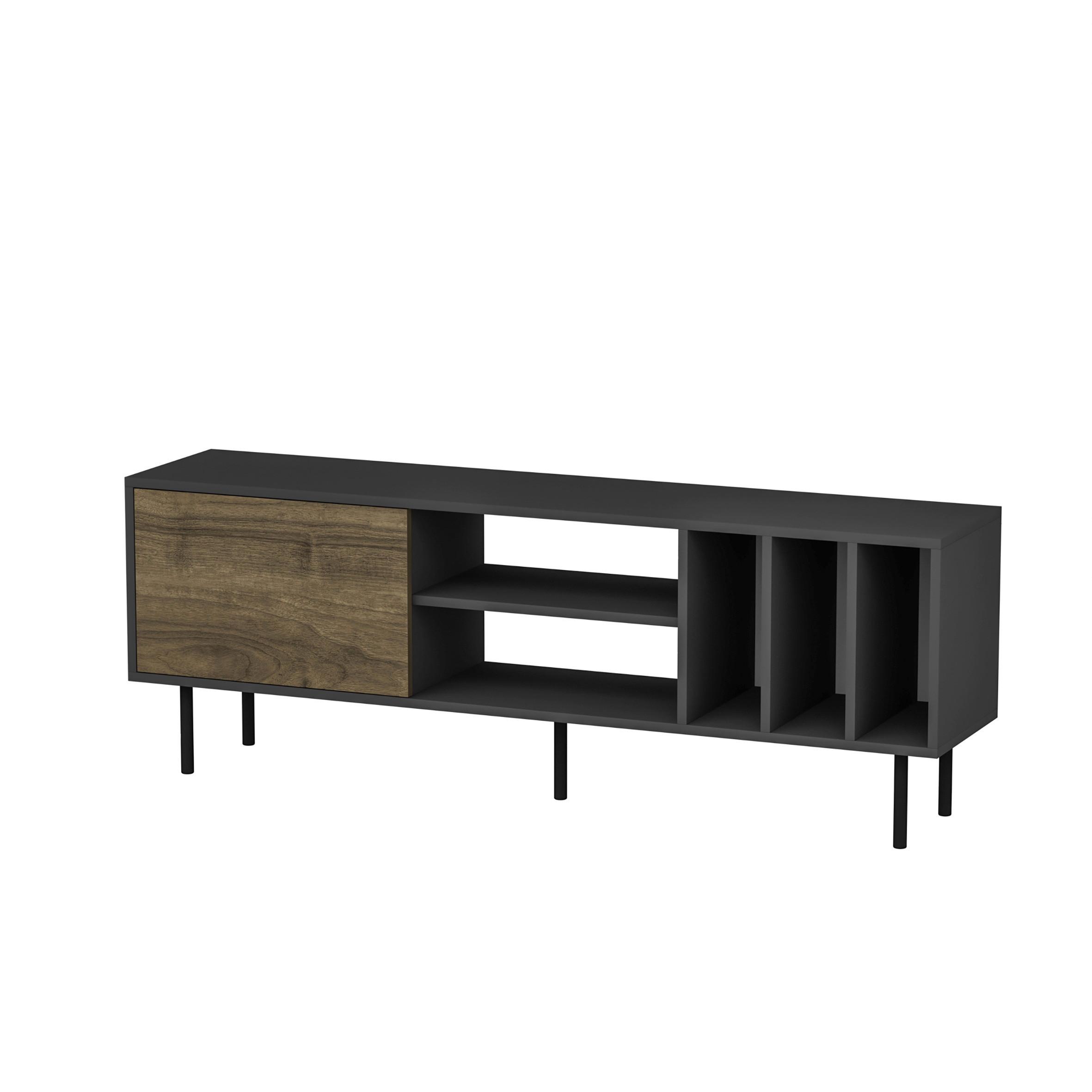 Nizka Omarica Hera - barva oreha/črna, Design, kovina/leseni material (160/57/35cm) - Livetastic