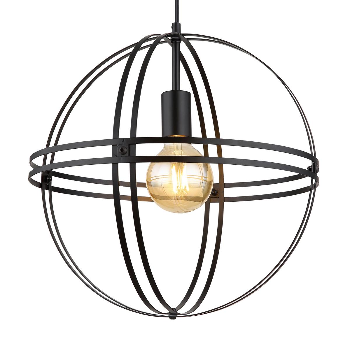 Hängeleuchte Tamara Schwarz matt max. 60 Watt - Schwarz, Design, Metall (40/120cm) - Globo