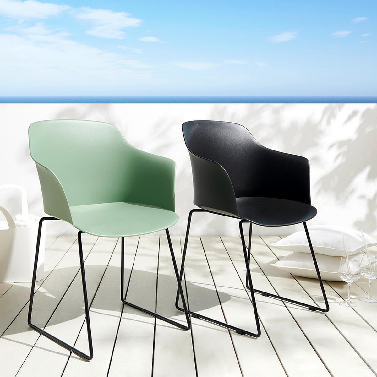 KRZESŁO OGRODOWE MAILAND - czarny, tworzywo sztuczne/metal (58,5/80,5/52,5cm) - Modern Living