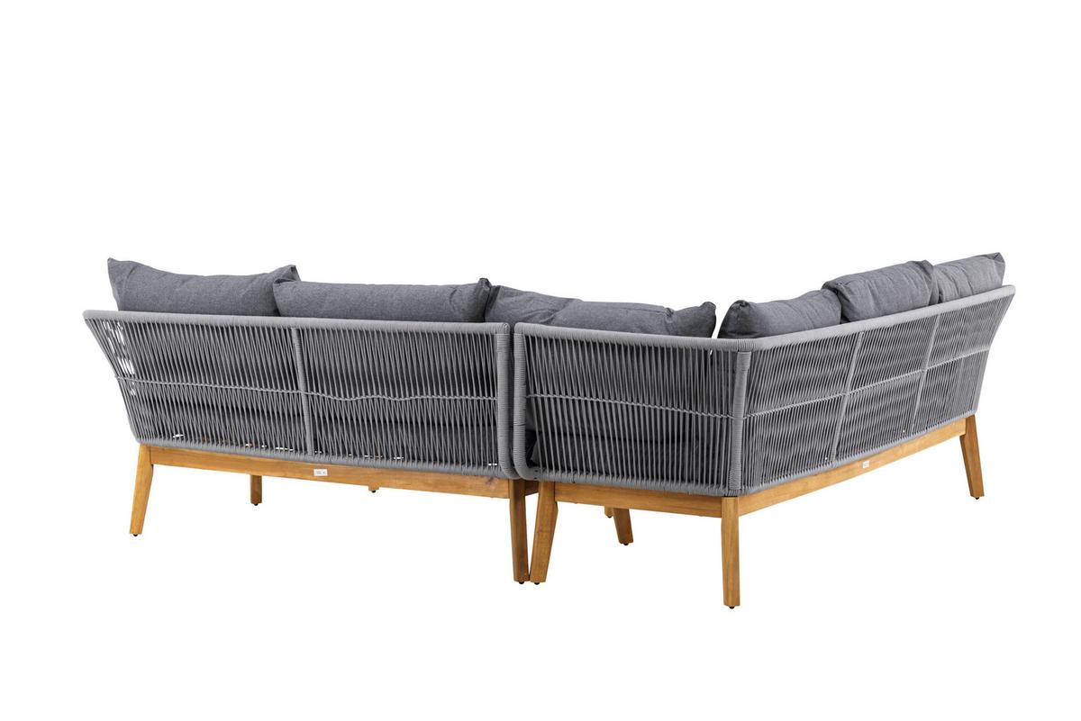 Loungegarnitur Chania ca. 210x160 Dunkelgrau - Dunkelgrau/Grau, KONVENTIONELL, Holz/Kunststoff (210/160cm) - Gardenson