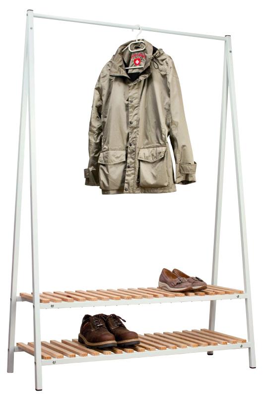 WIESZAK STOJĄCY ROBIN - biały/kolor sosnowy, Design, metal/drewno (120/180/43cm)