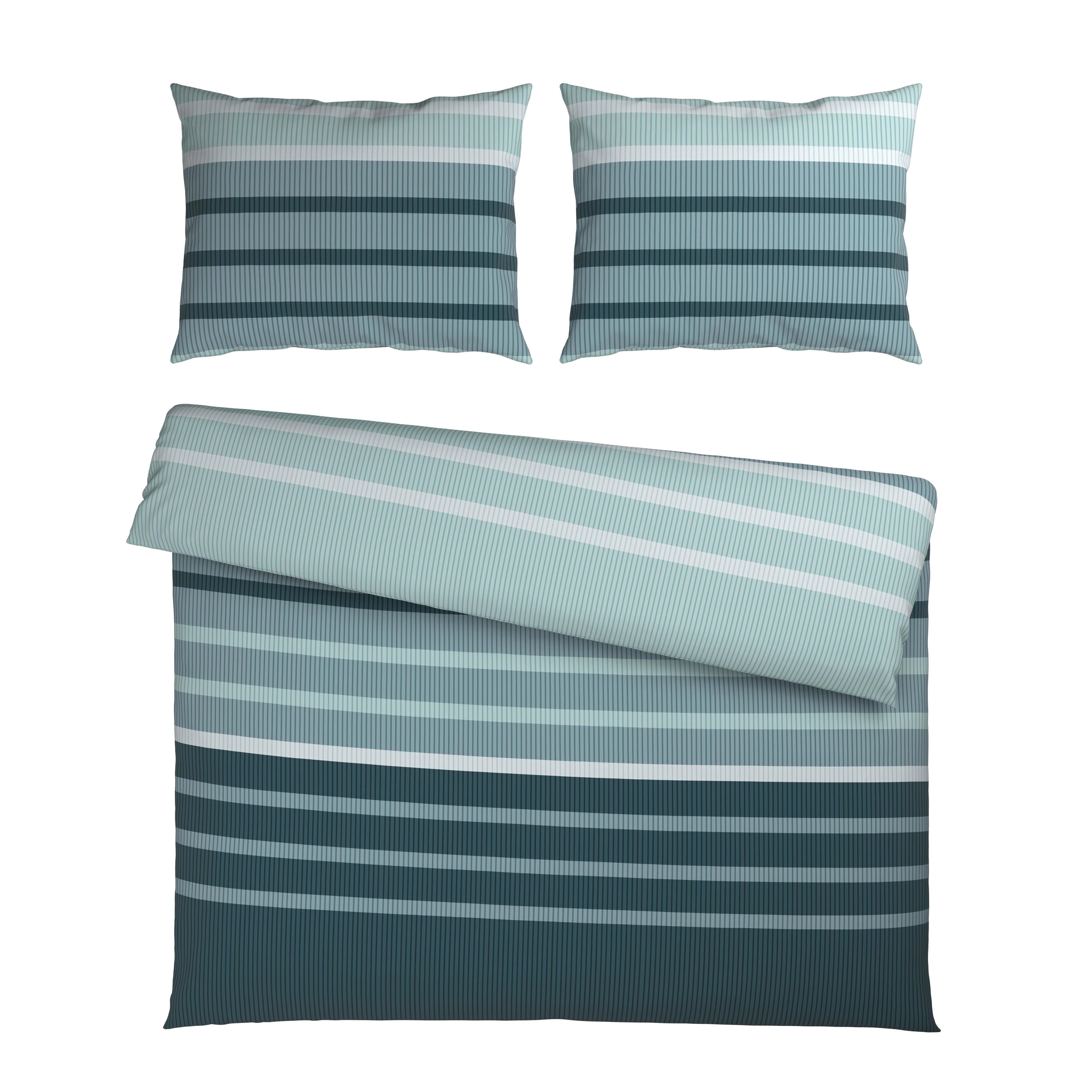 Bettwäsche Streif XXL Blau/Schwarz ca. 200x220cm - Blau/Schwarz, KONVENTIONELL, Textil (200/220cm) - Mömax