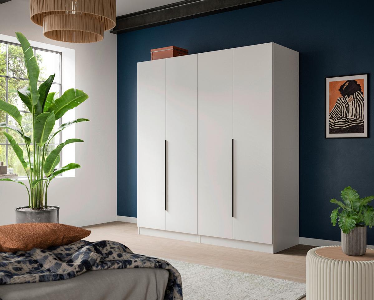 Drehtürenschrank KOPENHAGEN ca.160x181x52 cm Weiß - Schwarz/Weiß, MODERN, Holzwerkstoff (160/181/52cm) - MID.YOU