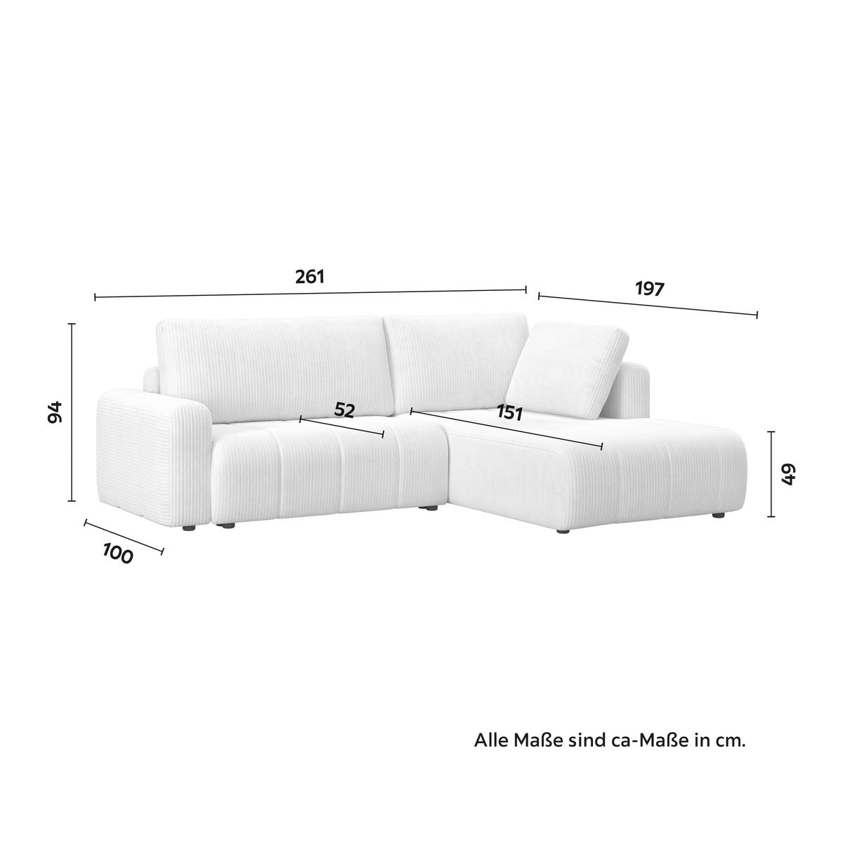Canapea modulara GIA - alb/gri, Modern, lemn/textil (261/94/197cm) - Bessagi Home