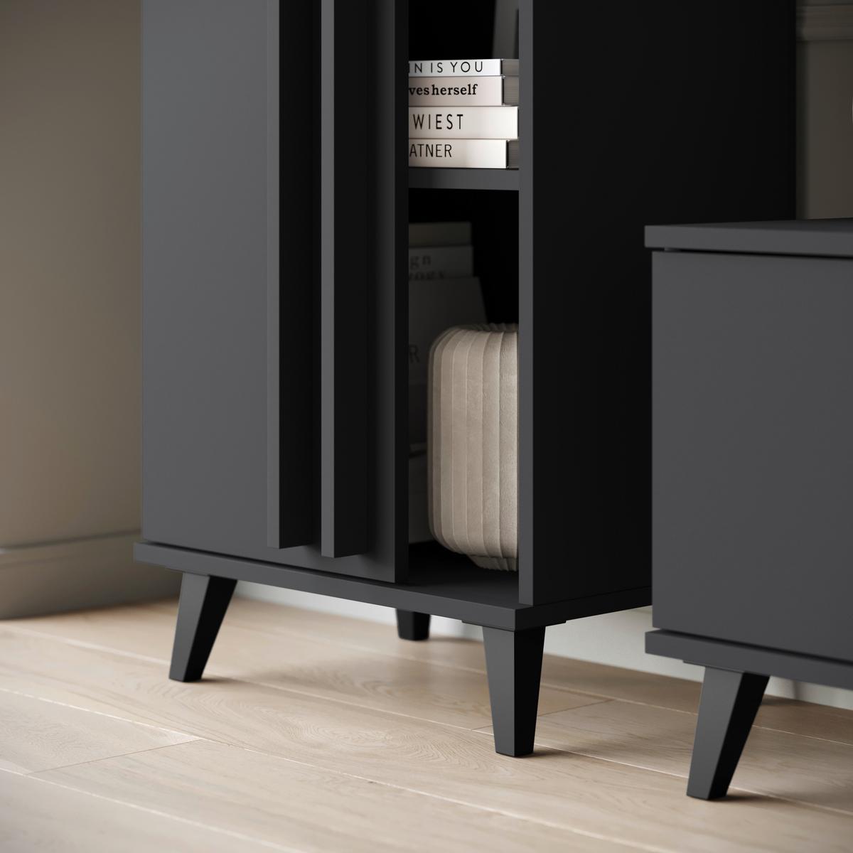 Dnevni Regal Helsinki 1, Črna, 4-Delno - črna, Trend, umetna masa/leseni material (270/140/33cm)