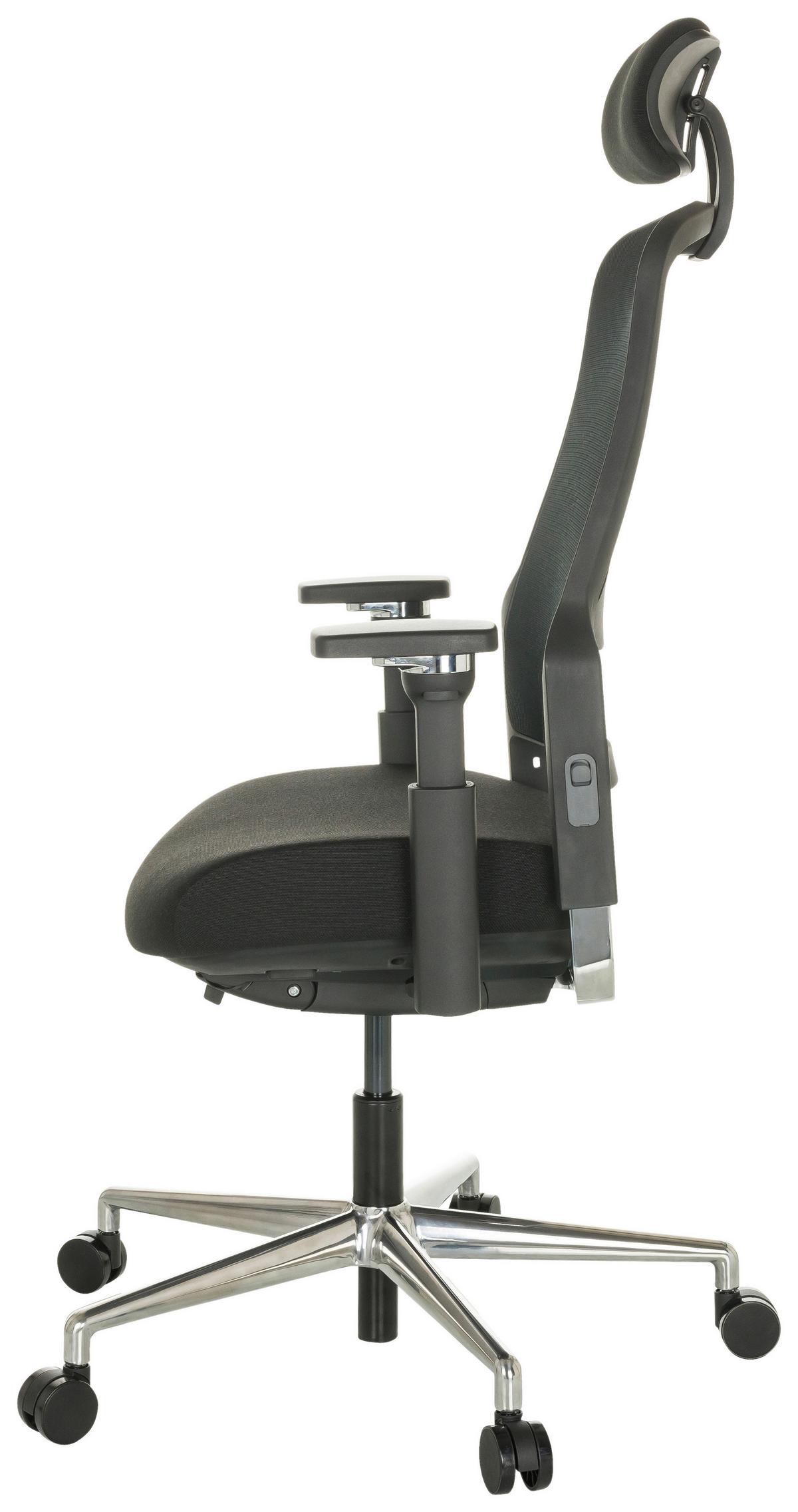 Drehstuhl Teraro AX Schwarz - Silberfarben/Schwarz, Basics, Kunststoff/Textil (65/111-126/61cm) - MID.YOU