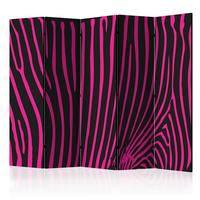 Paravan Zebra Pattern Pink I, 5-Delni, Dvostranski - pink/črna, Basics, tekstil/les (225/172/2cm) - artgeist