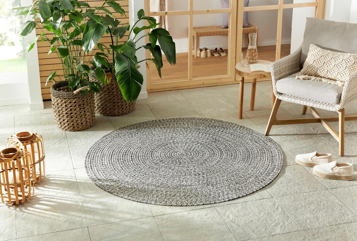 Outdoorteppich Trenzado Greige Ø ca. 200cm - Greige/Multicolor, Basics, Kunststoff (200cm)