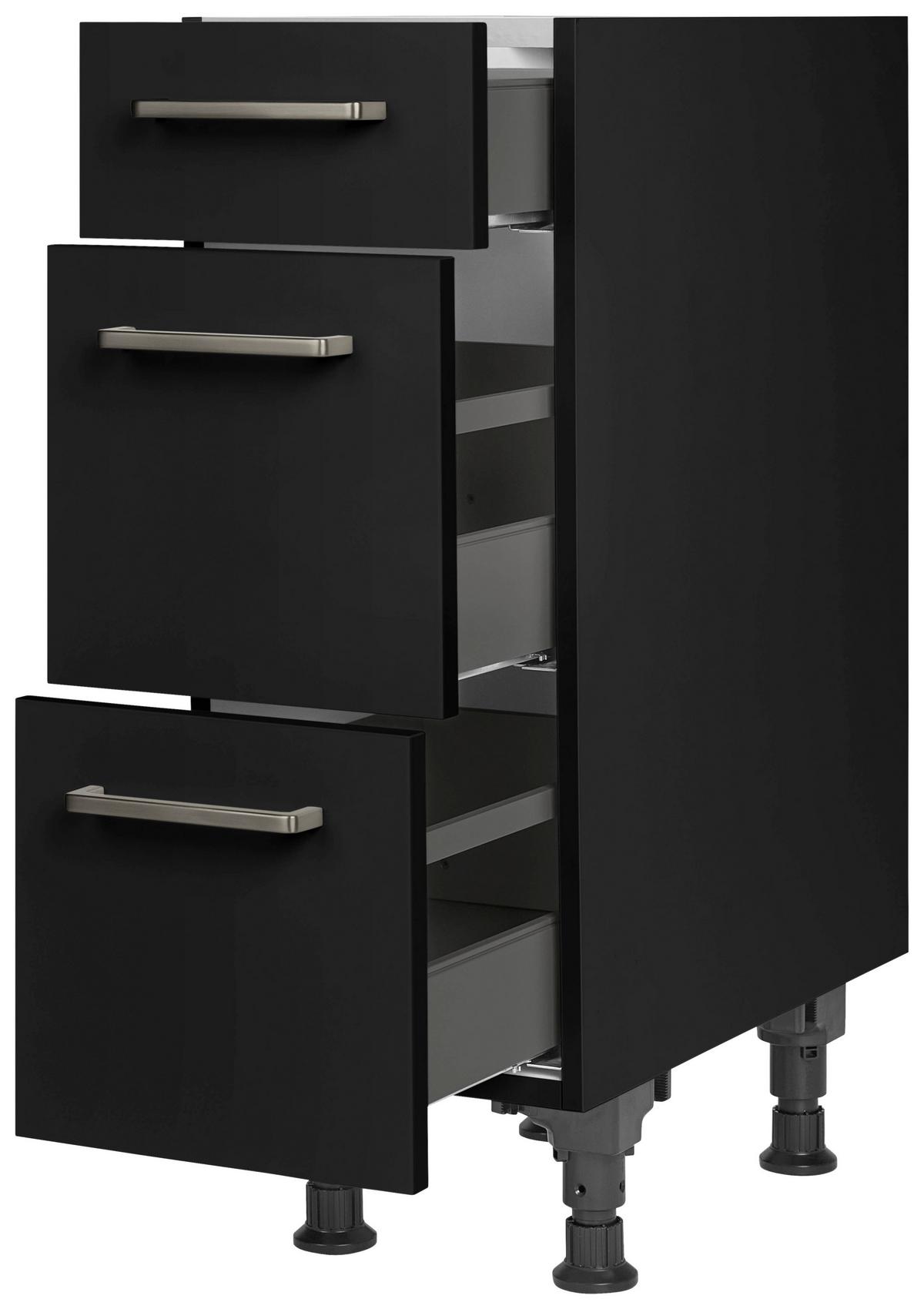 Schubkastenunterschrank Touch Schwarz - Edelstahlfarben/Schwarz, MODERN, Holzwerkstoff/Metall (30/87/56cm) - Nobilia