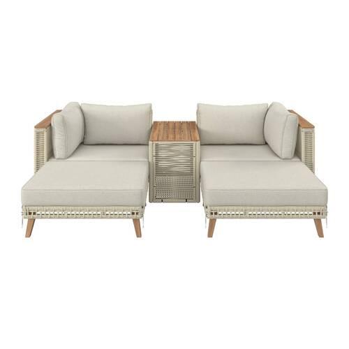 LOUNGEGRUPP MARILOU - ljusgrå/cremefärgad, Modern, metall/trä - Bessagi Garden